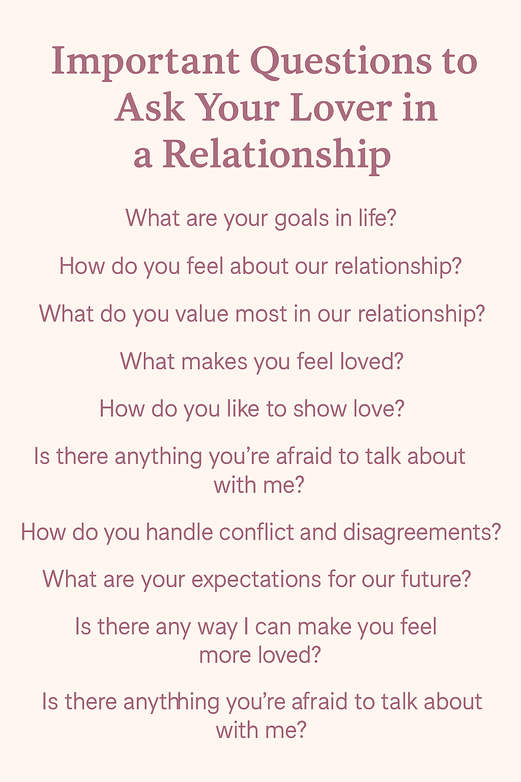 Questions to Ask Your Lover in a Relationship