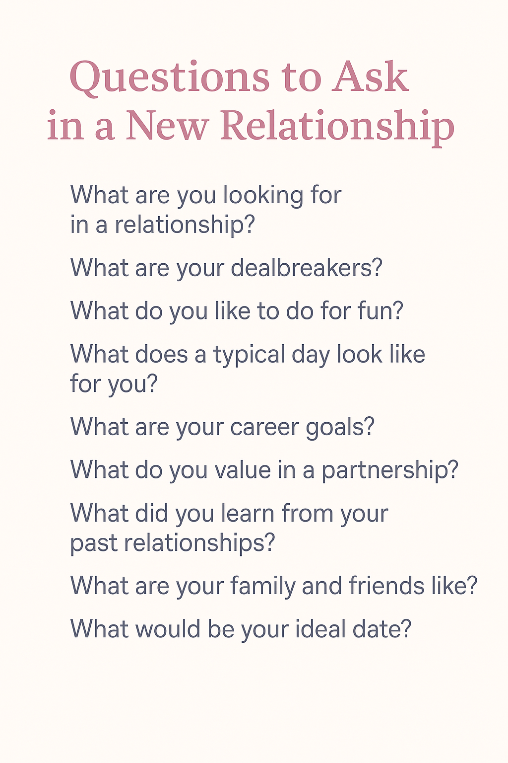 Questions to Ask in a New Relationship